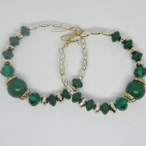 Green and gold Bead Hoop earrings